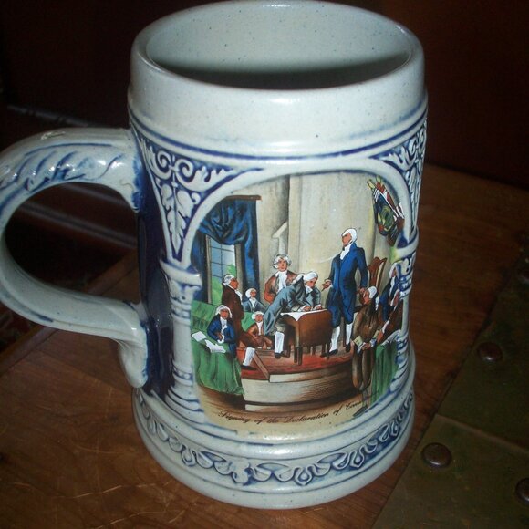Original GERZIT Gerz West Germany Stoneware Patriotic Independence Beer Stein - Picture 1 of 7